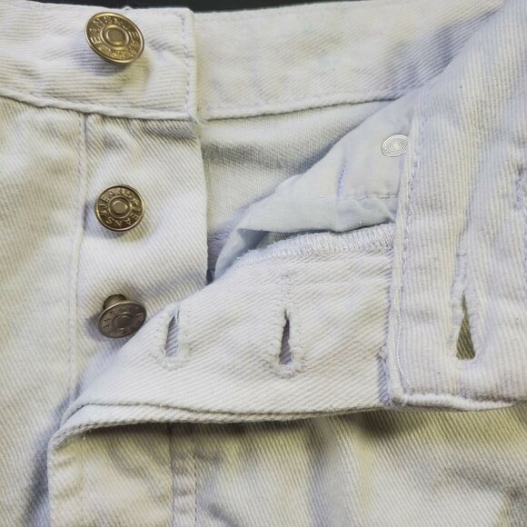 Signature8 White Button Fly Distressed Mini Short Skirt Small Pockets - Picture 3 of 7